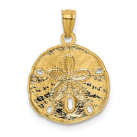 10k Gold Polished Large Sand Dollar Pendant-10K5378