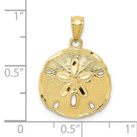 10k Gold Polished Large Sand Dollar Pendant-10K5378
