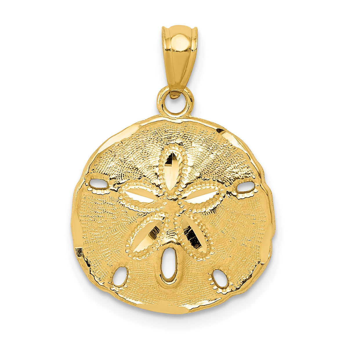 10k Gold Polished Large Sand Dollar Pendant-10K5378