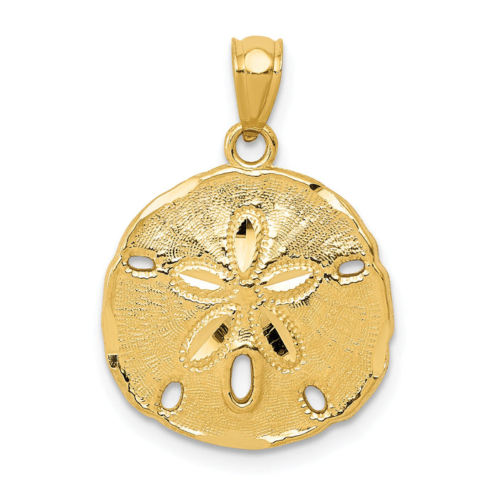 10k Gold Polished Large Sand Dollar Pendant-10K5378