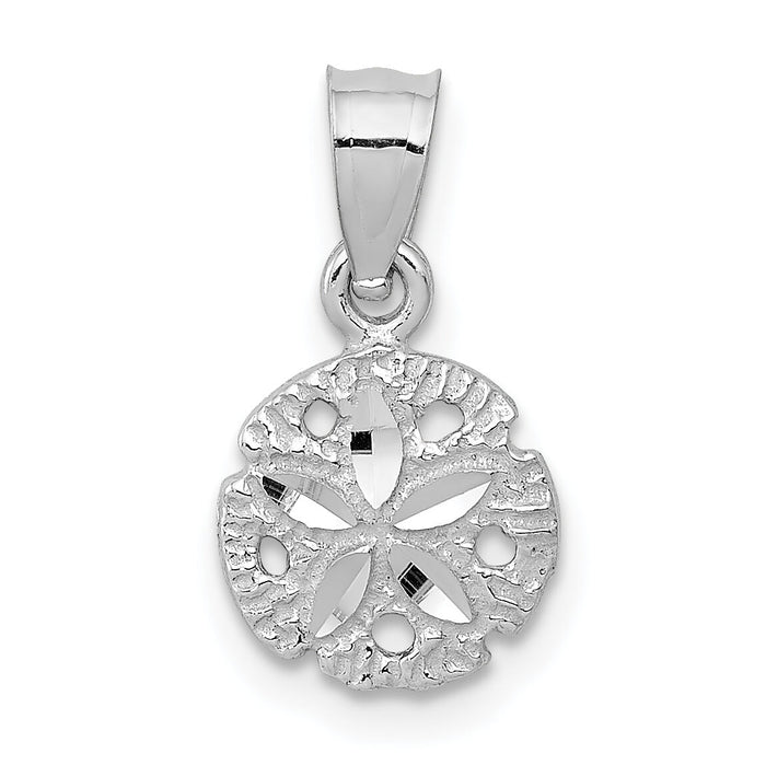 10k White Gold Sand Dollar Pendant-10K5381