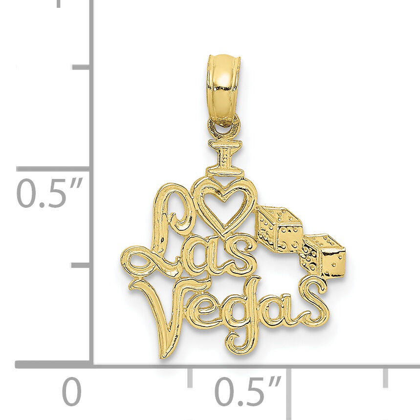 10K I HEART LAS VEGAS  with Dice Engraved Charm-10K5403