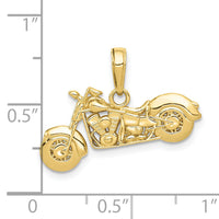 10K Gold Polished Textured 3-D Motorcycle Pendant-10K5411