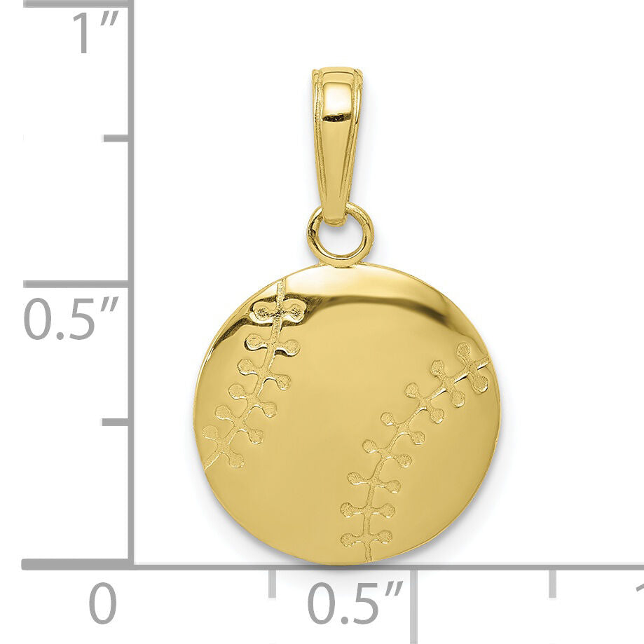 10K Gold Polished Baseball Closed Back Pendant-10K5432