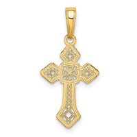 10K Gold Polished Cross W/Lace Center and Arrow Tips Pendant-10K5457