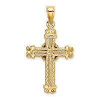 10K Gold Polished Textured Cross Pendant-10K5463