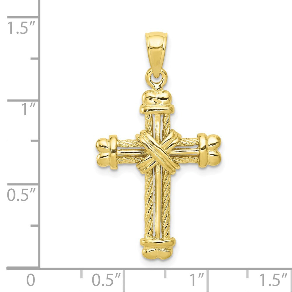 10K Gold Polished Textured Cross Pendant-10K5463