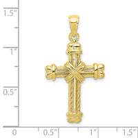 10K Gold Polished Textured Cross Pendant-10K5463