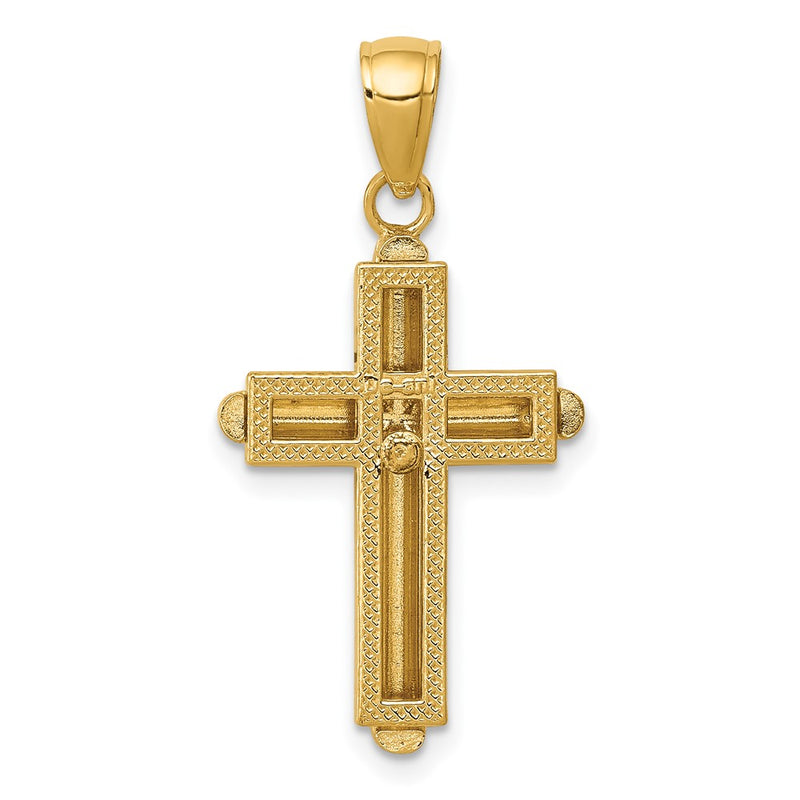 10K Gold Polished Beveled Stick Cross W/Frame Pendant-10K5499