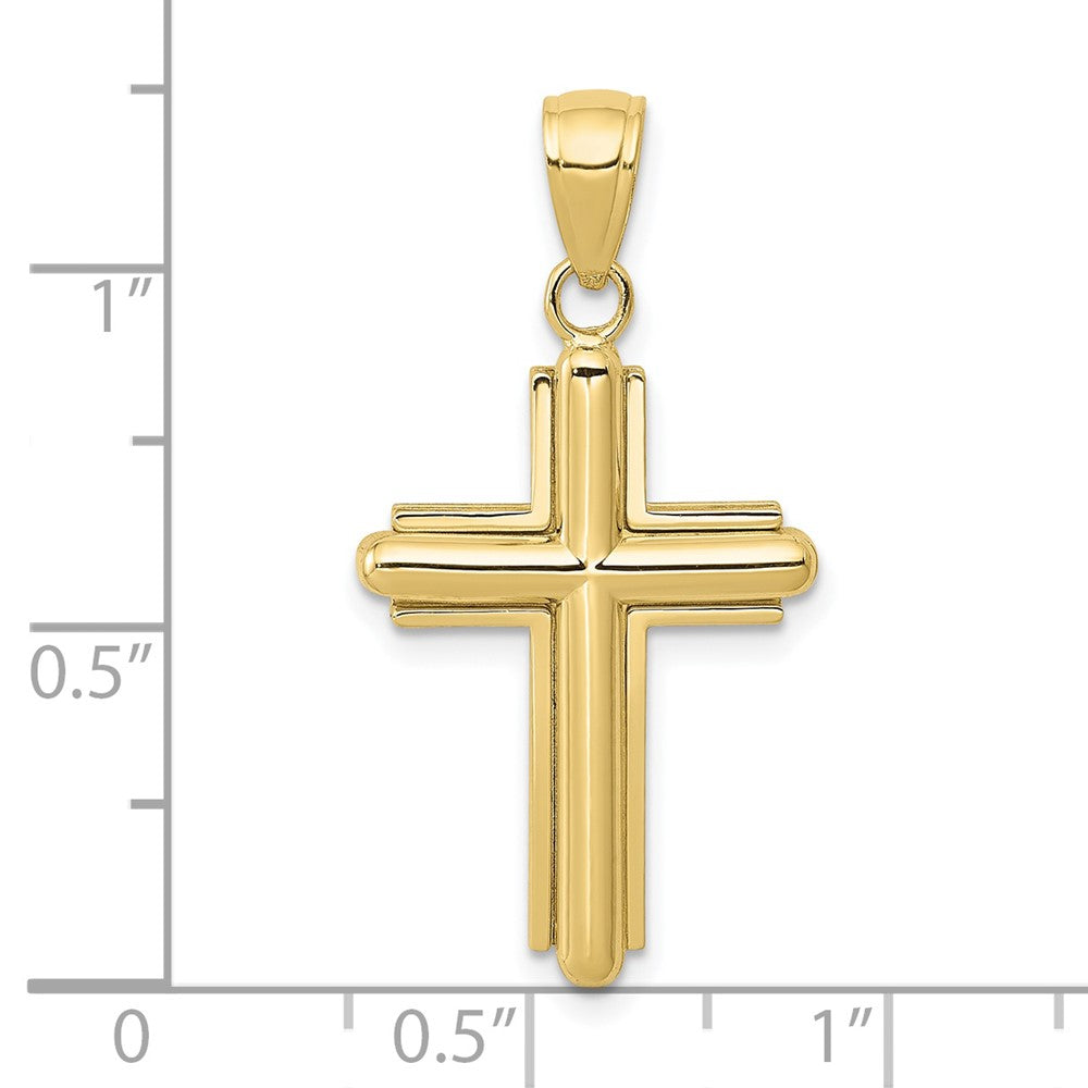 10K Gold Polished Beveled Stick Cross W/Frame Pendant-10K5499