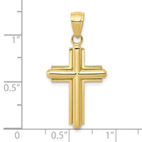 10K Gold Polished Beveled Stick Cross W/Frame Pendant-10K5499