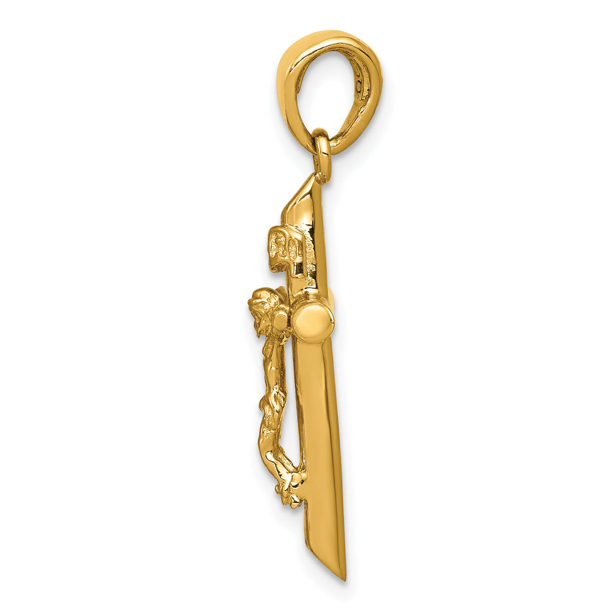 10K Gold Polished 2-D Crucifix with Jesus on Cross Pendant-10K5566