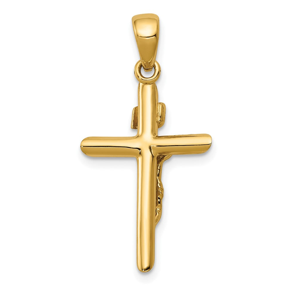 10K Gold Polished 2-D Crucifix with Jesus on Cross Pendant-10K5566