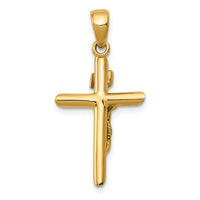 10K Gold Polished 2-D Crucifix with Jesus on Cross Pendant-10K5566