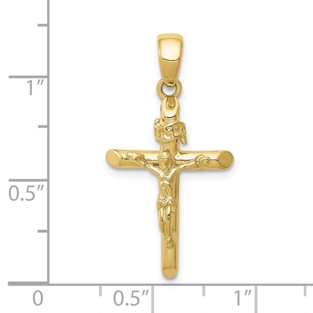 10K Gold Polished 2-D Crucifix with Jesus on Cross Pendant-10K5566