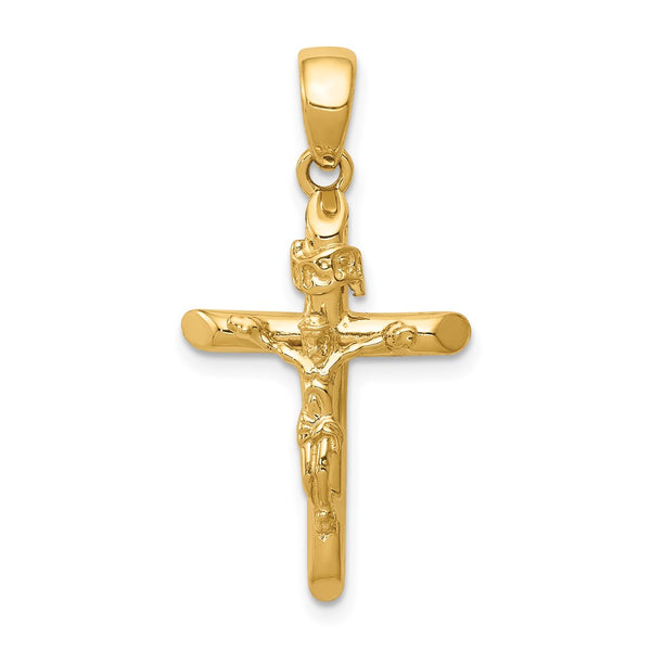 10K Gold Polished 2-D Crucifix with Jesus on Cross Pendant-10K5566