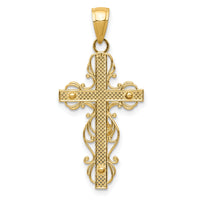 10K Gold Polished Crucifix w/lace Trim Pendant-10K5567