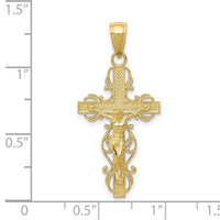 10K Gold Polished Crucifix w/lace Trim Pendant-10K5567