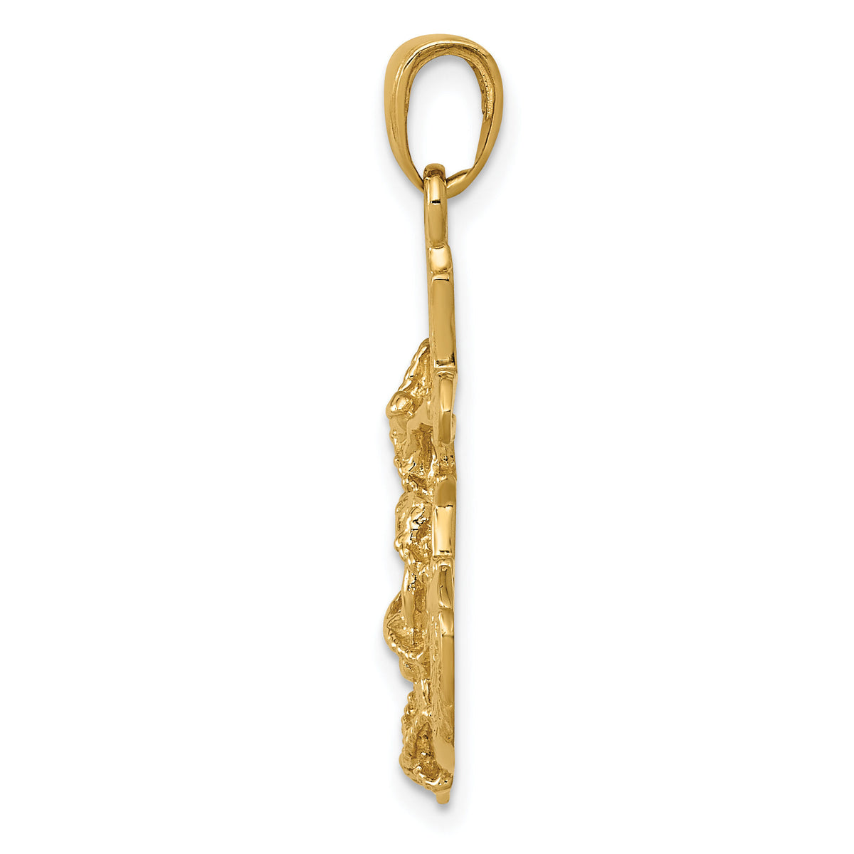 10K Polished & Textured 2-D Mariners Crucifix Rope/Wheel Pendant-10K5577