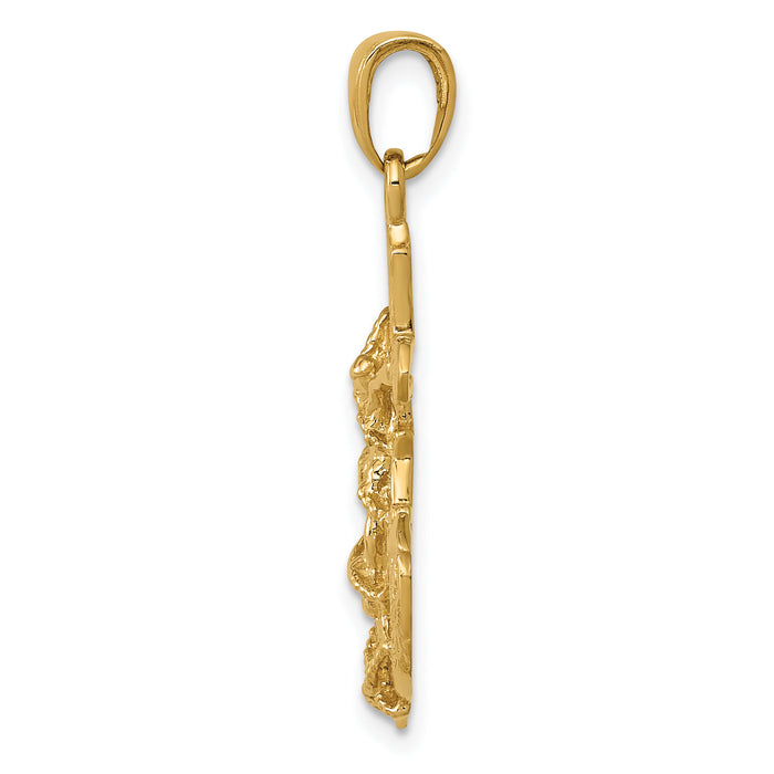 10K Polished & Textured 2-D Mariners Crucifix Rope/Wheel Pendant-10K5577