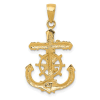 10K Polished & Textured 2-D Mariners Crucifix Rope/Wheel Pendant-10K5577