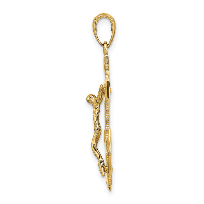 10K Polished Textured Mariners Crucifix Pendant-10K5580