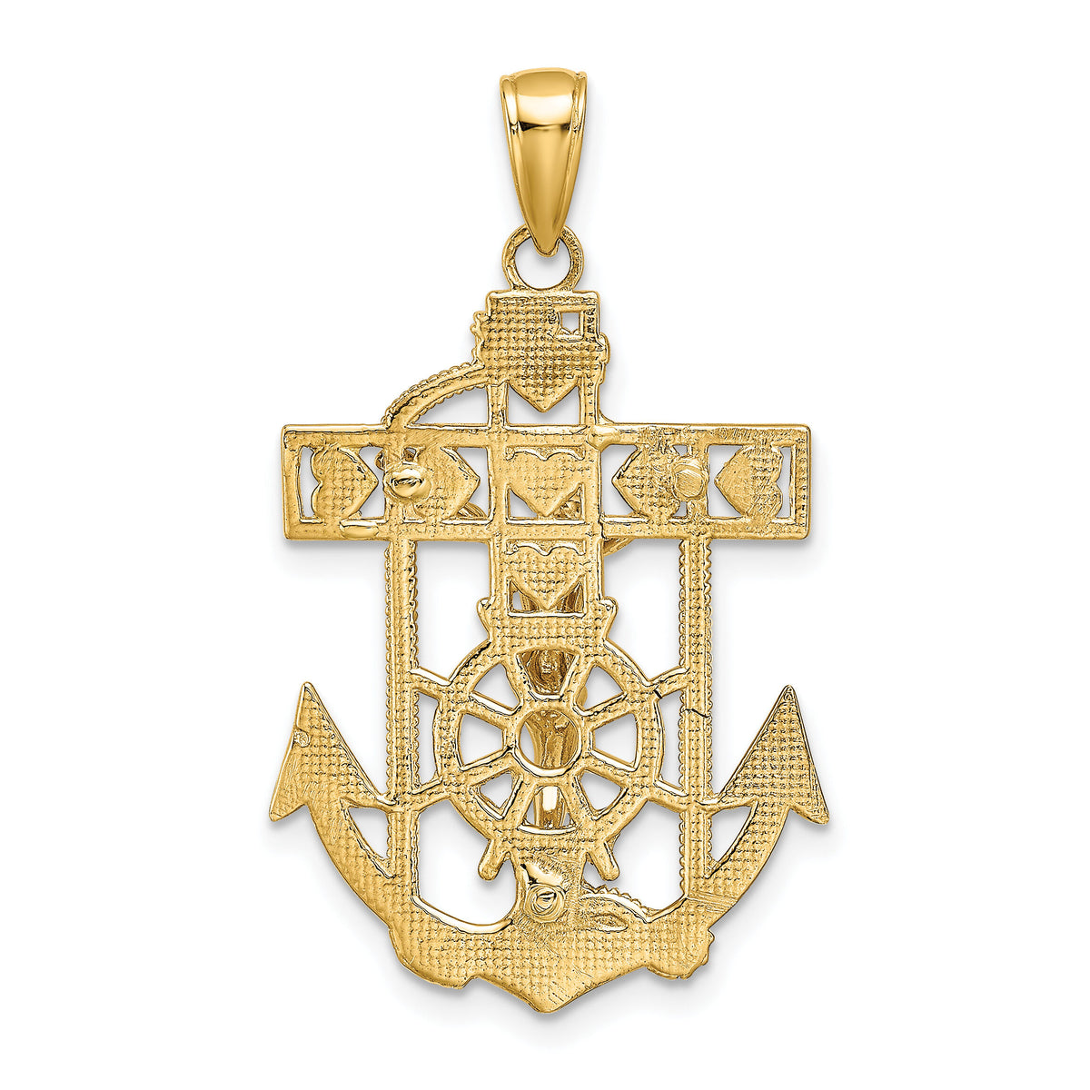10K Polished Textured Mariners Crucifix Pendant-10K5580