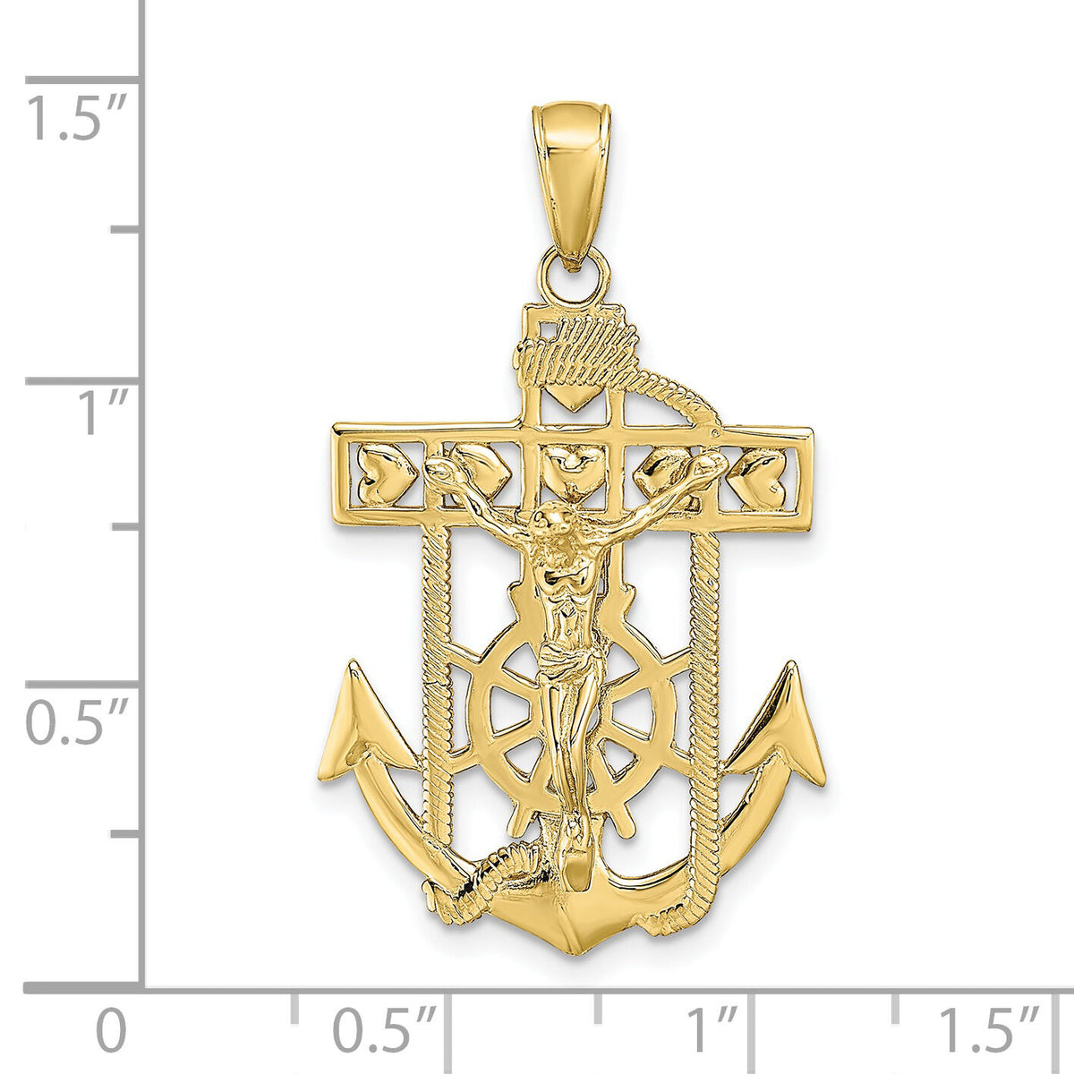 10K Polished Textured Mariners Crucifix Pendant-10K5580