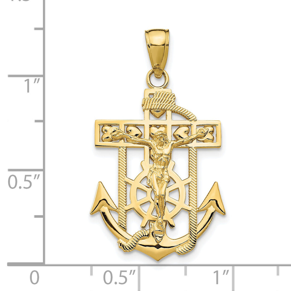 10K Gold Polished & Textured Mini Mariners Crucifix Pendant-10K5581