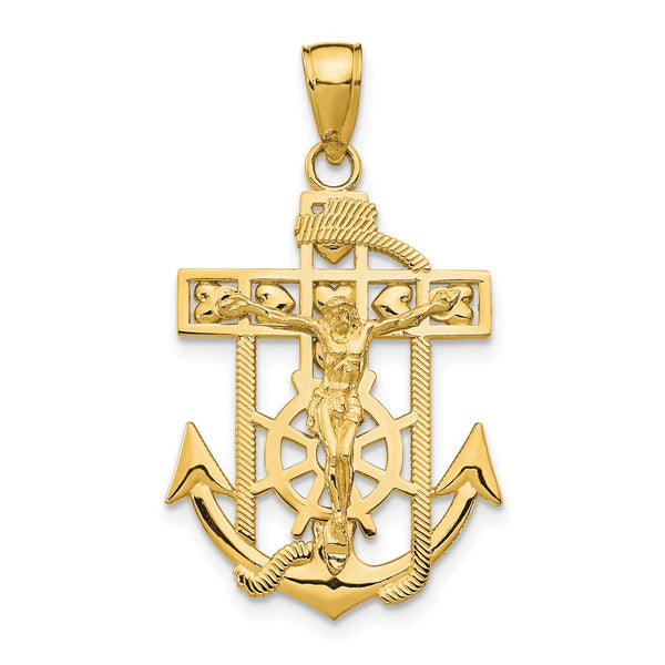 10K Gold Polished & Textured Mini Mariners Crucifix Pendant-10K5581