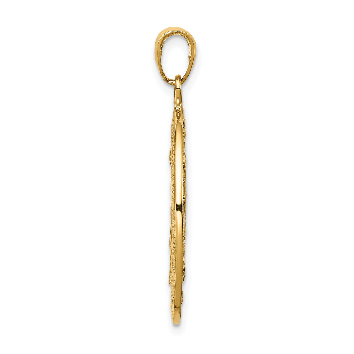 10K Gold Satin and Polished Finish Miraculous Medal Pendant-10K5647
