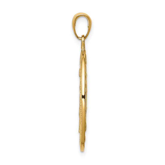 10K Gold Satin and Polished Finish Miraculous Medal Pendant-10K5647