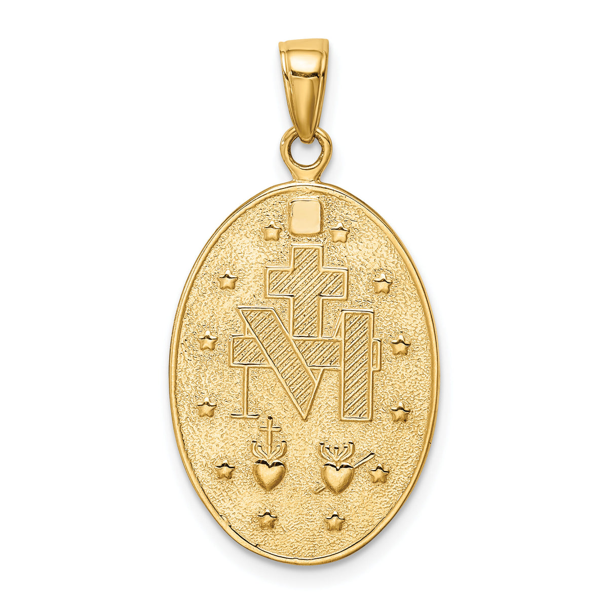 10K Gold Satin and Polished Finish Miraculous Medal Pendant-10K5647