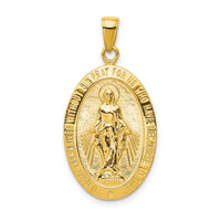 10K Gold Satin and Polished Finish Miraculous Medal Pendant-10K5647