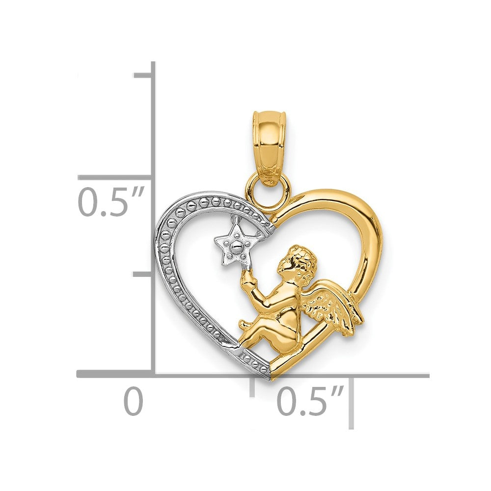 10K w/Rhodium Angel in Heart w/ Star Pendant-10K5693