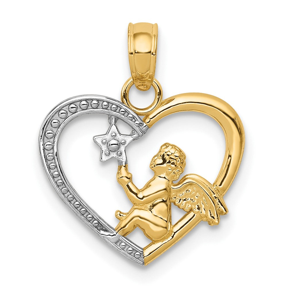 10K w/Rhodium Angel in Heart w/ Star Pendant-10K5693