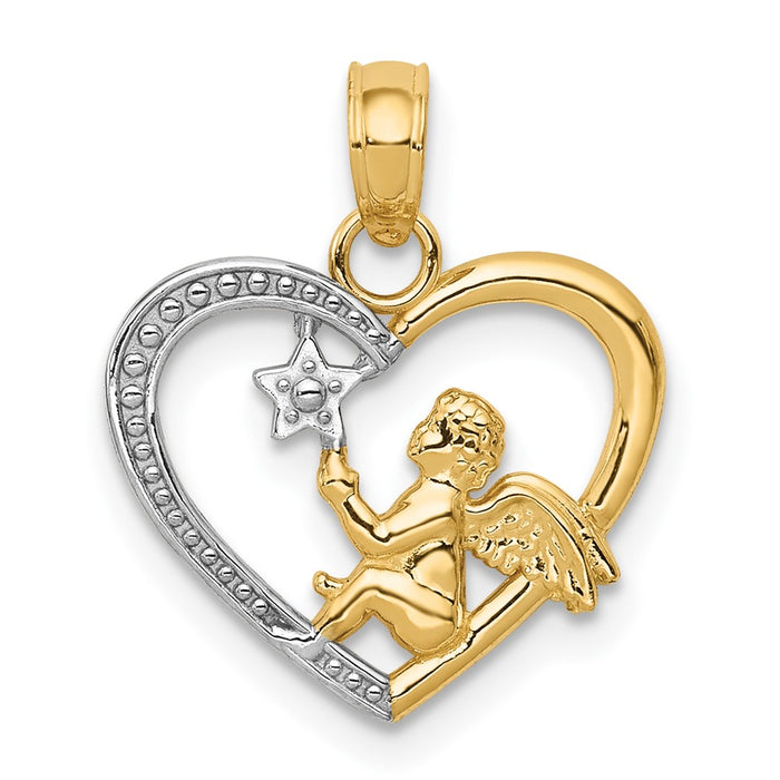 10K w/Rhodium Angel in Heart w/ Star Pendant-10K5693
