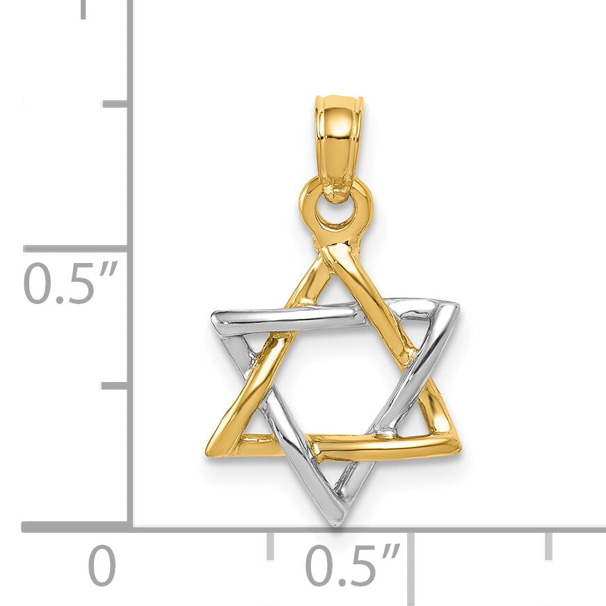 10K Two-tone Polished Star of David Pendant-10K5711