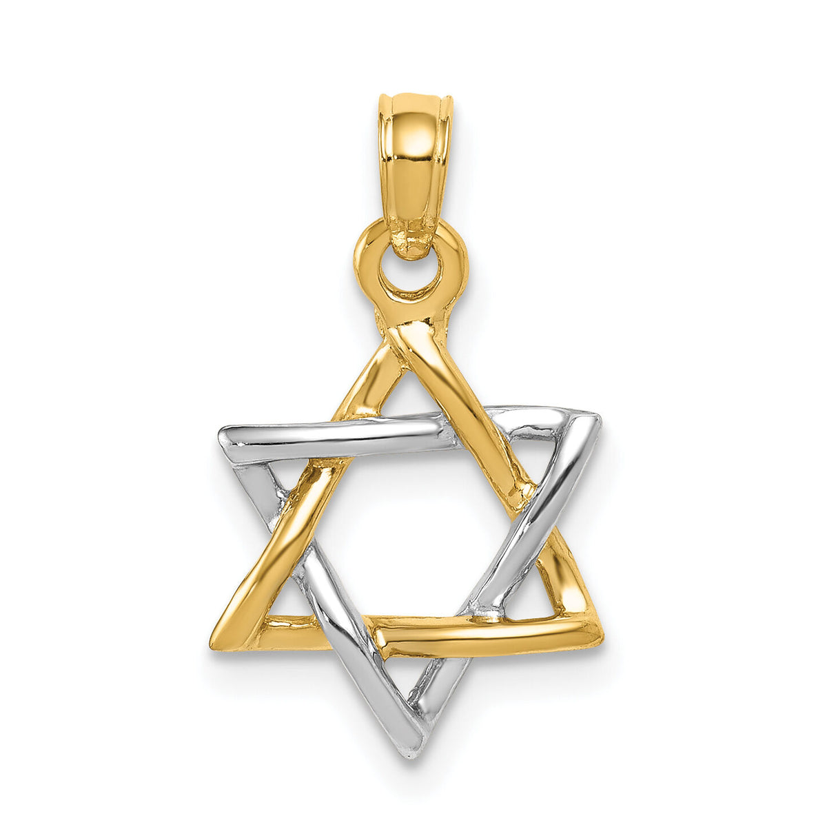 10K Two-tone Polished Star of David Pendant-10K5711