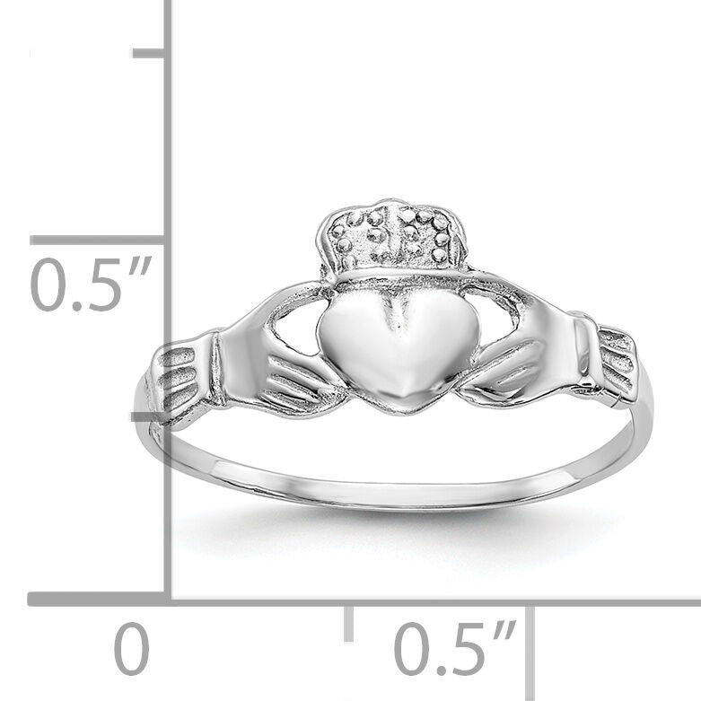 10k White Gold Polished Claddagh Ring-10K573
