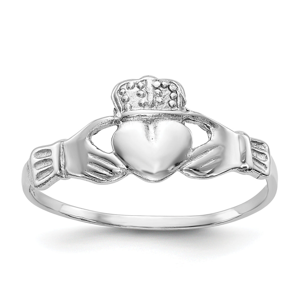 10k White Gold Polished Claddagh Ring-10K573