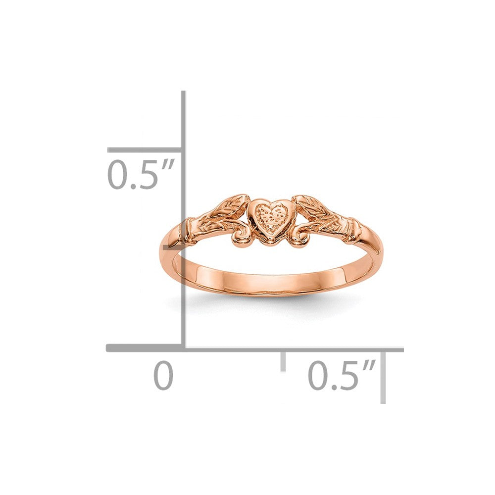 10K Rose Gold Textured Mini Heart Baby Ring-10K5793