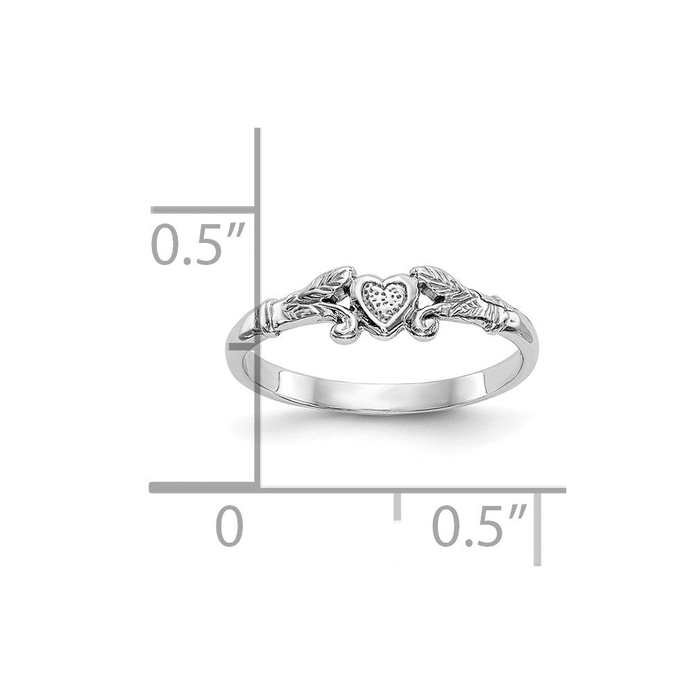 10K White Gold Textured Mini Heart Baby Ring-10K5794