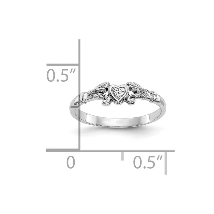 10K White Gold Textured Mini Heart Baby Ring-10K5794