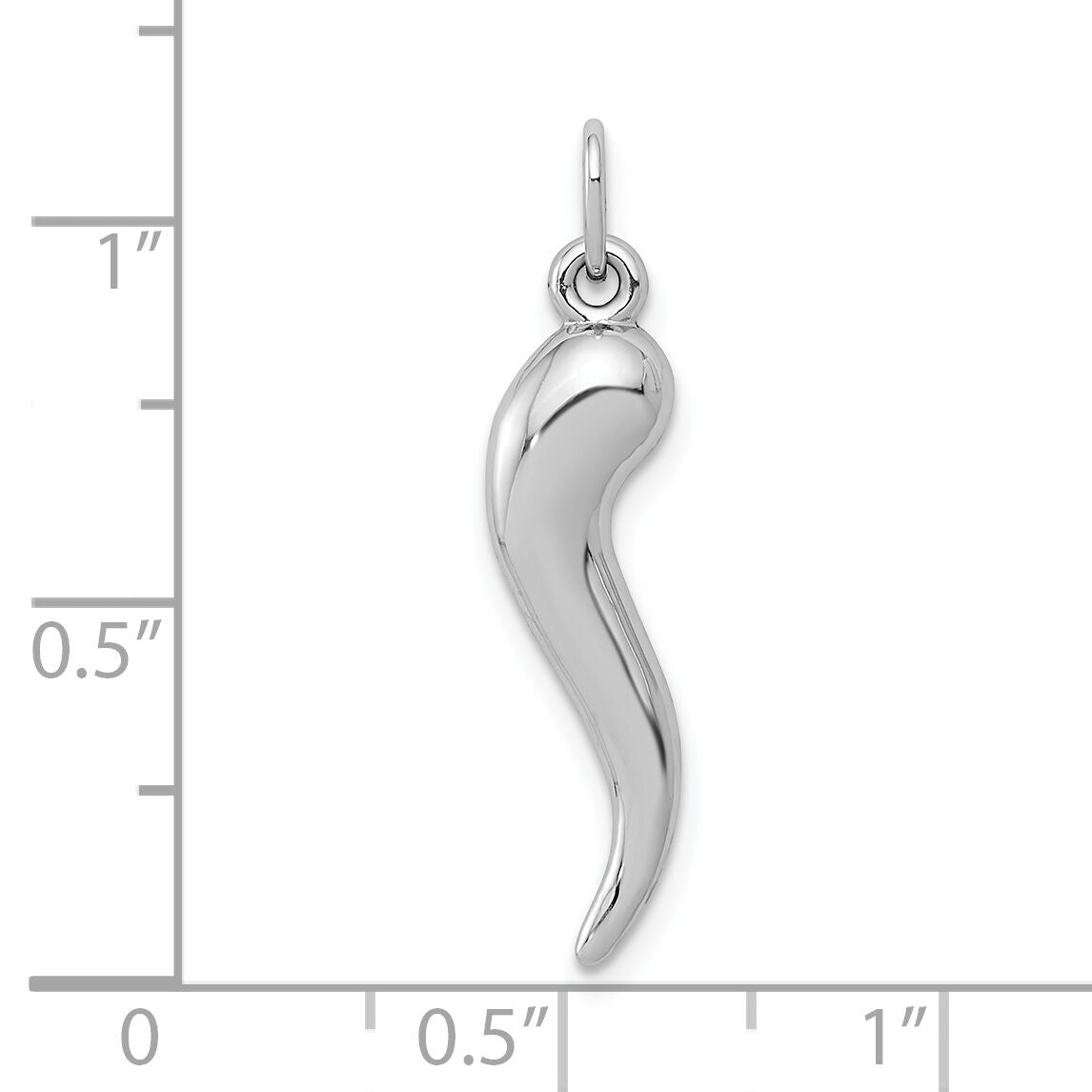 10k White Gold Italian Horn Charm-10K5927