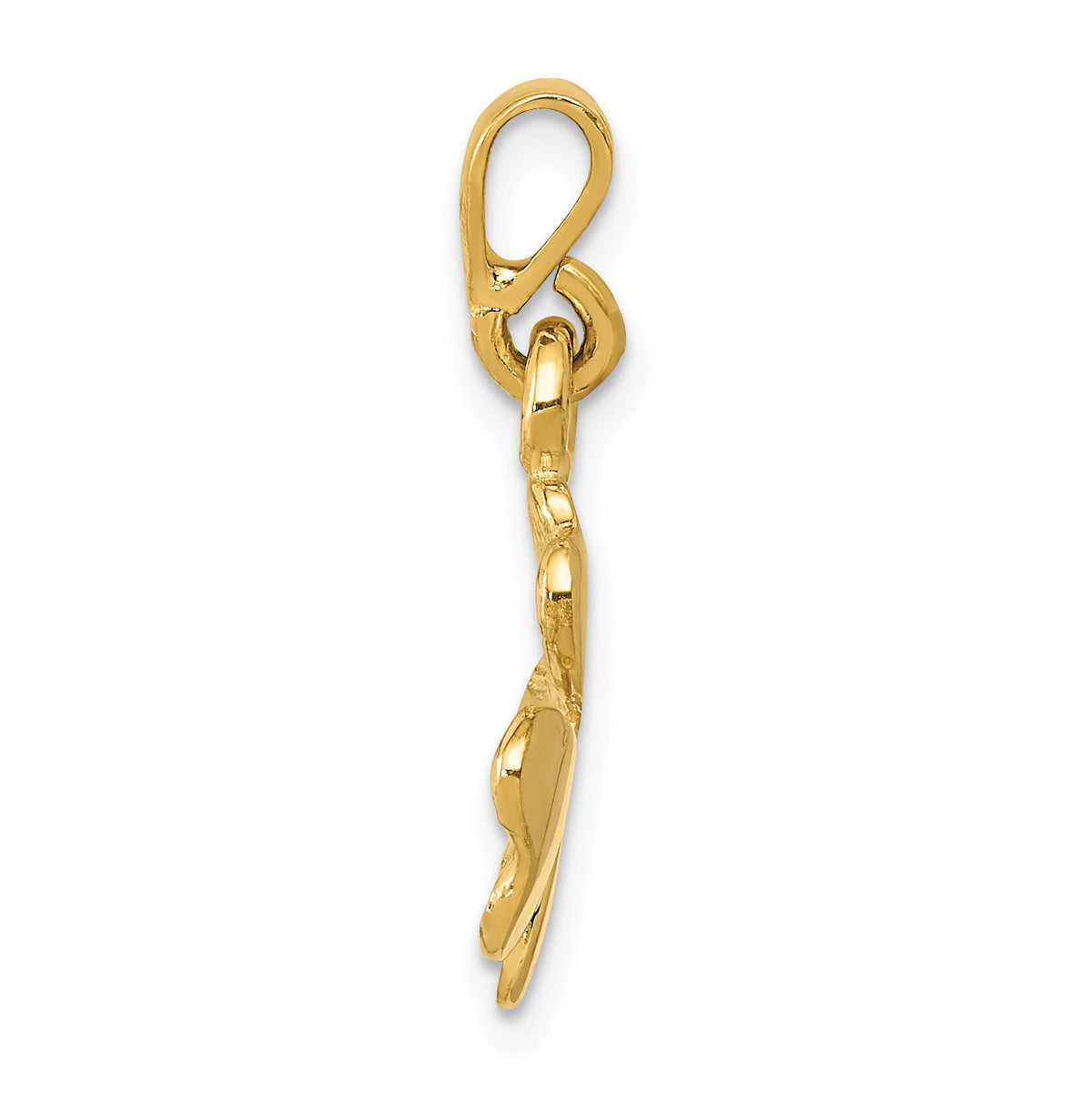 10k Gold Polished & Textured Four Leaf Clover Pendant-10K5930