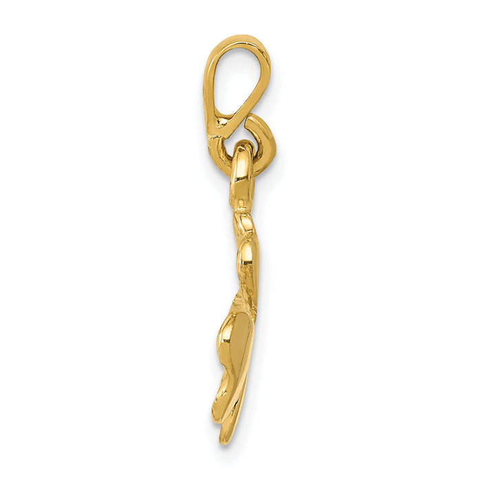 10k Gold Polished & Textured Four Leaf Clover Pendant-10K5930