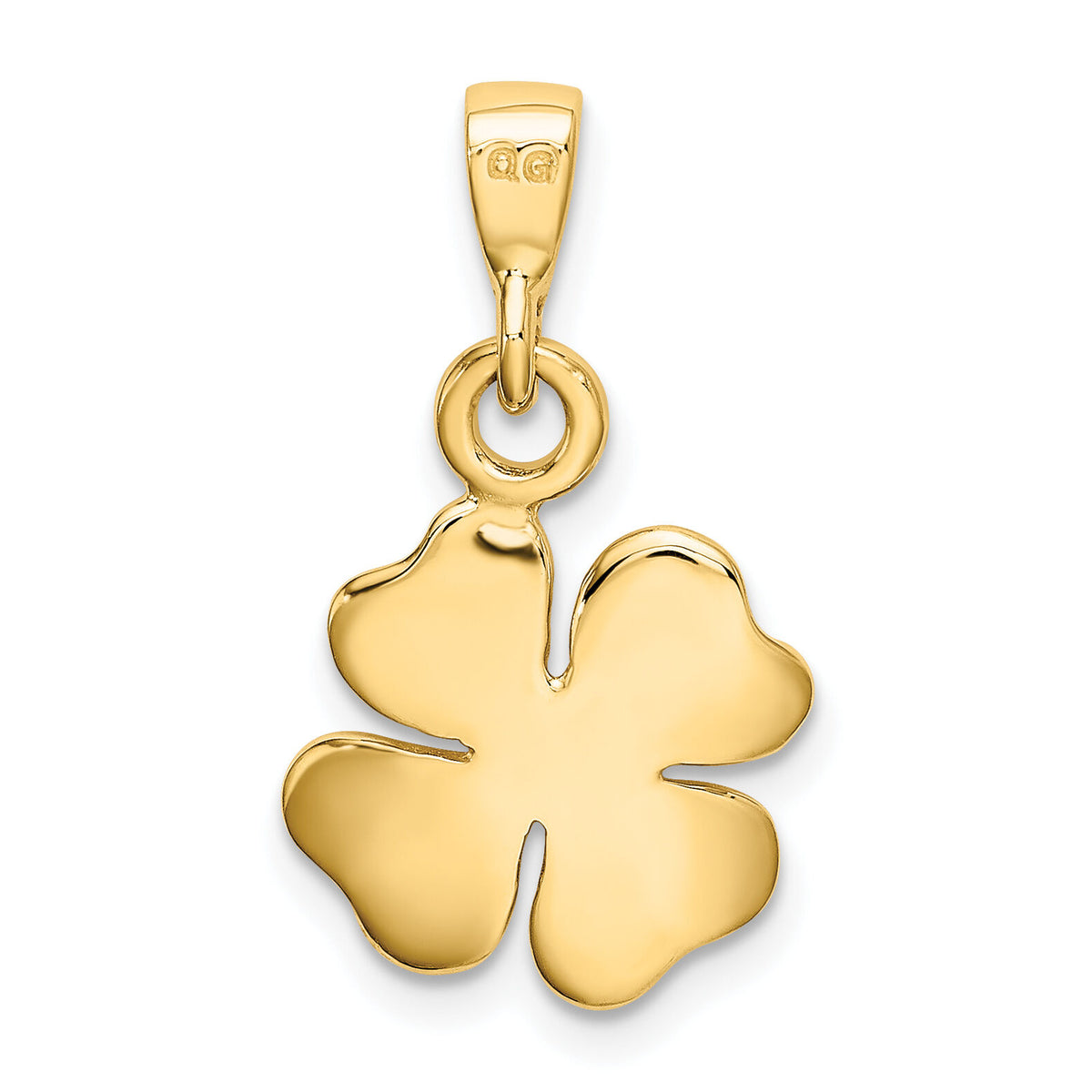 10k Gold Polished & Textured Four Leaf Clover Pendant-10K5930