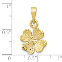 10k Gold Polished & Textured Four Leaf Clover Pendant-10K5930