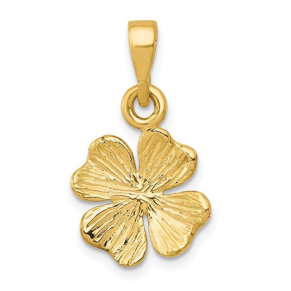 10k Gold Polished & Textured Four Leaf Clover Pendant-10K5930